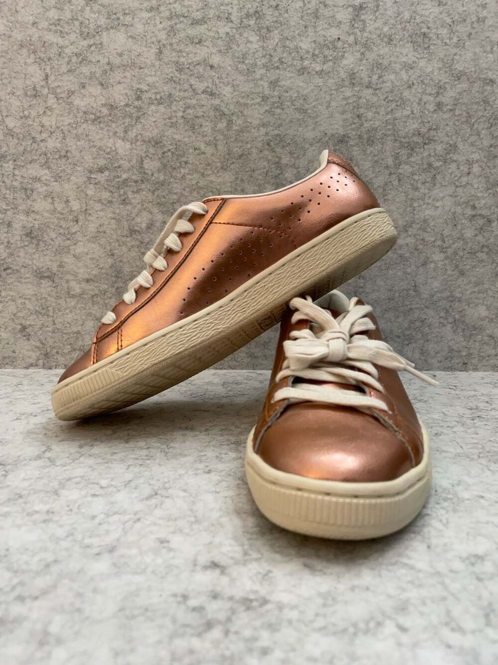 Puma Basket Classic Citi Metallic Women's Sneakers in Copper-Whisper White size